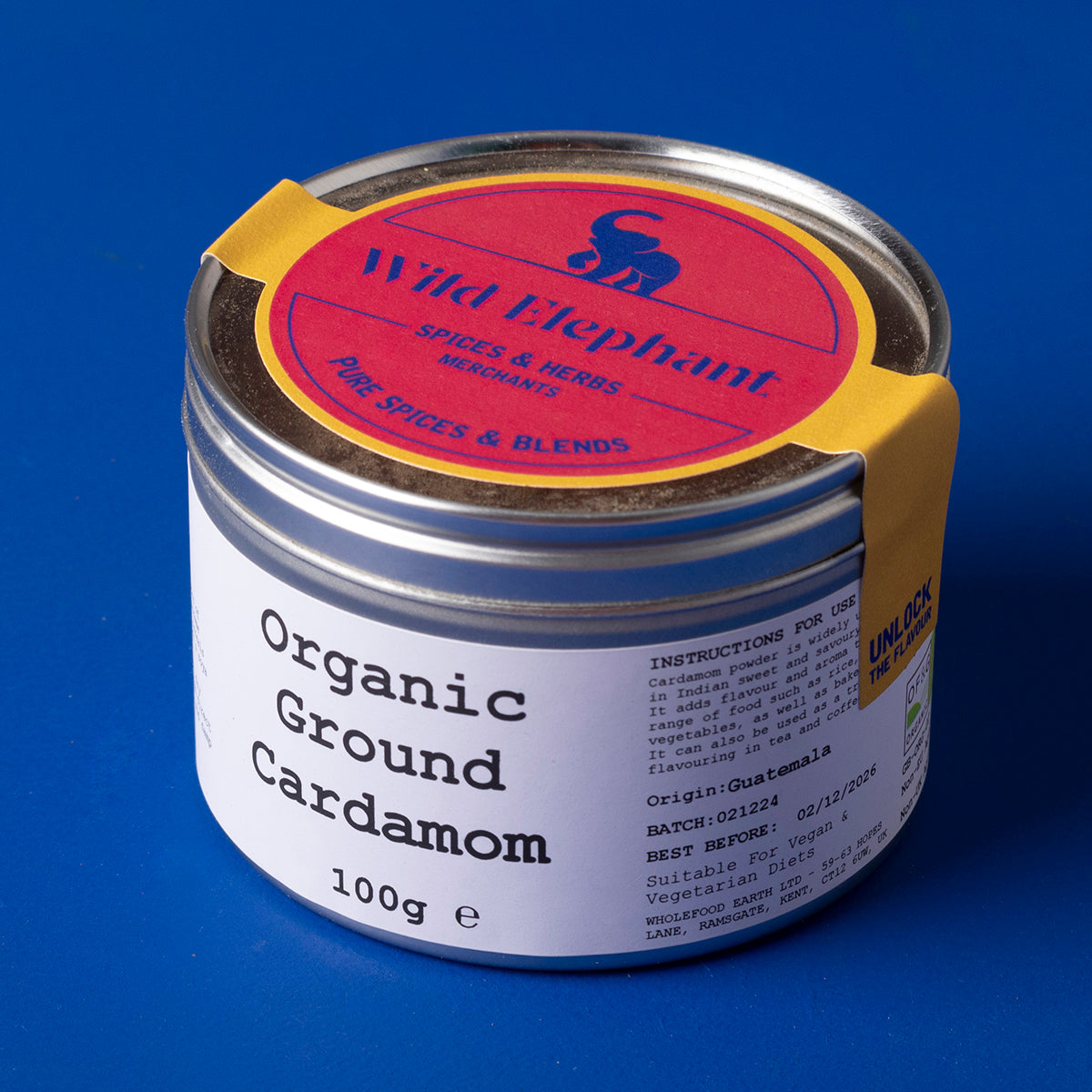 Organic Ground Cardamom - Wild Elephant - 100g