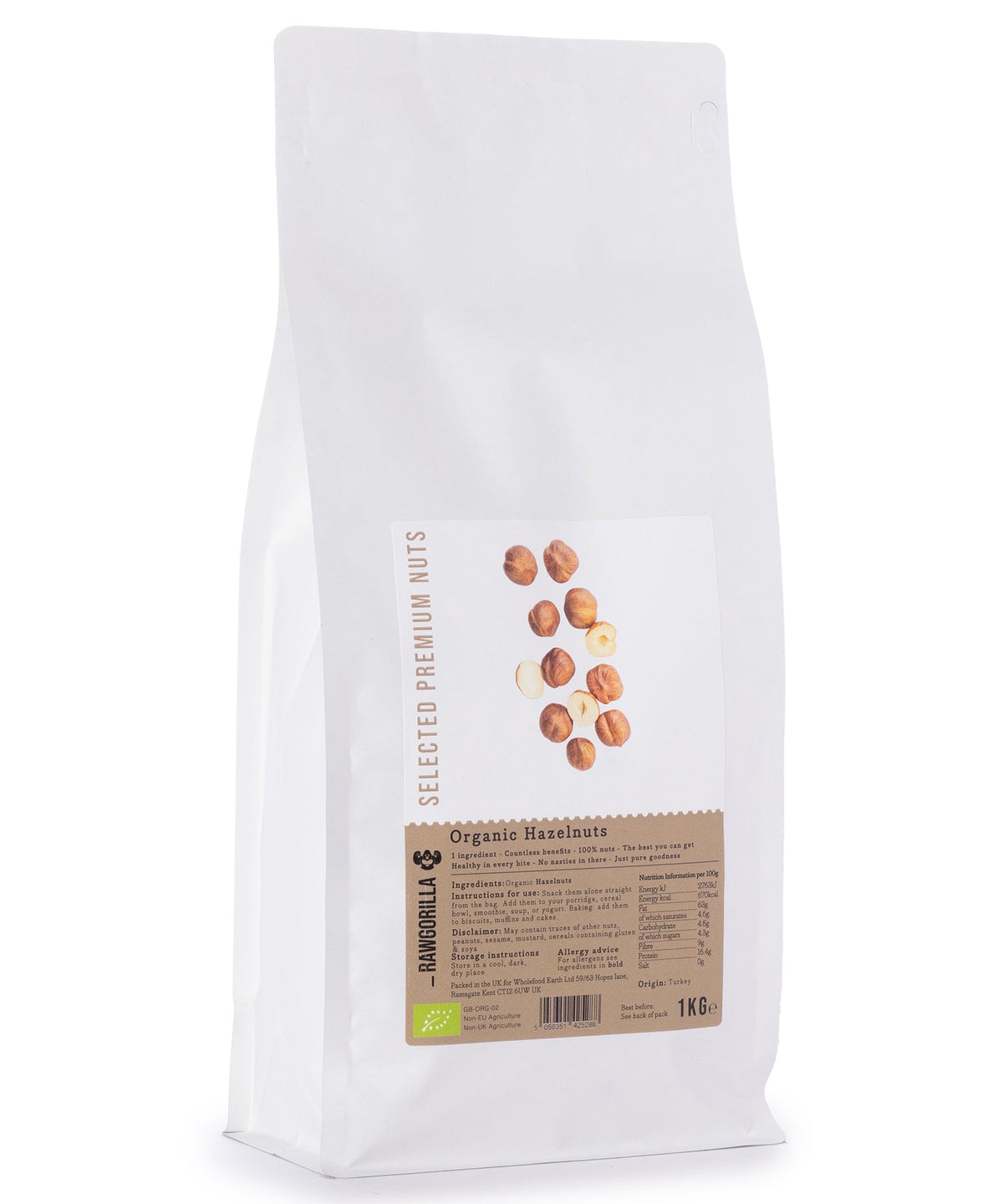 Organic Hazelnuts - RAWGORILLA - 1kg
