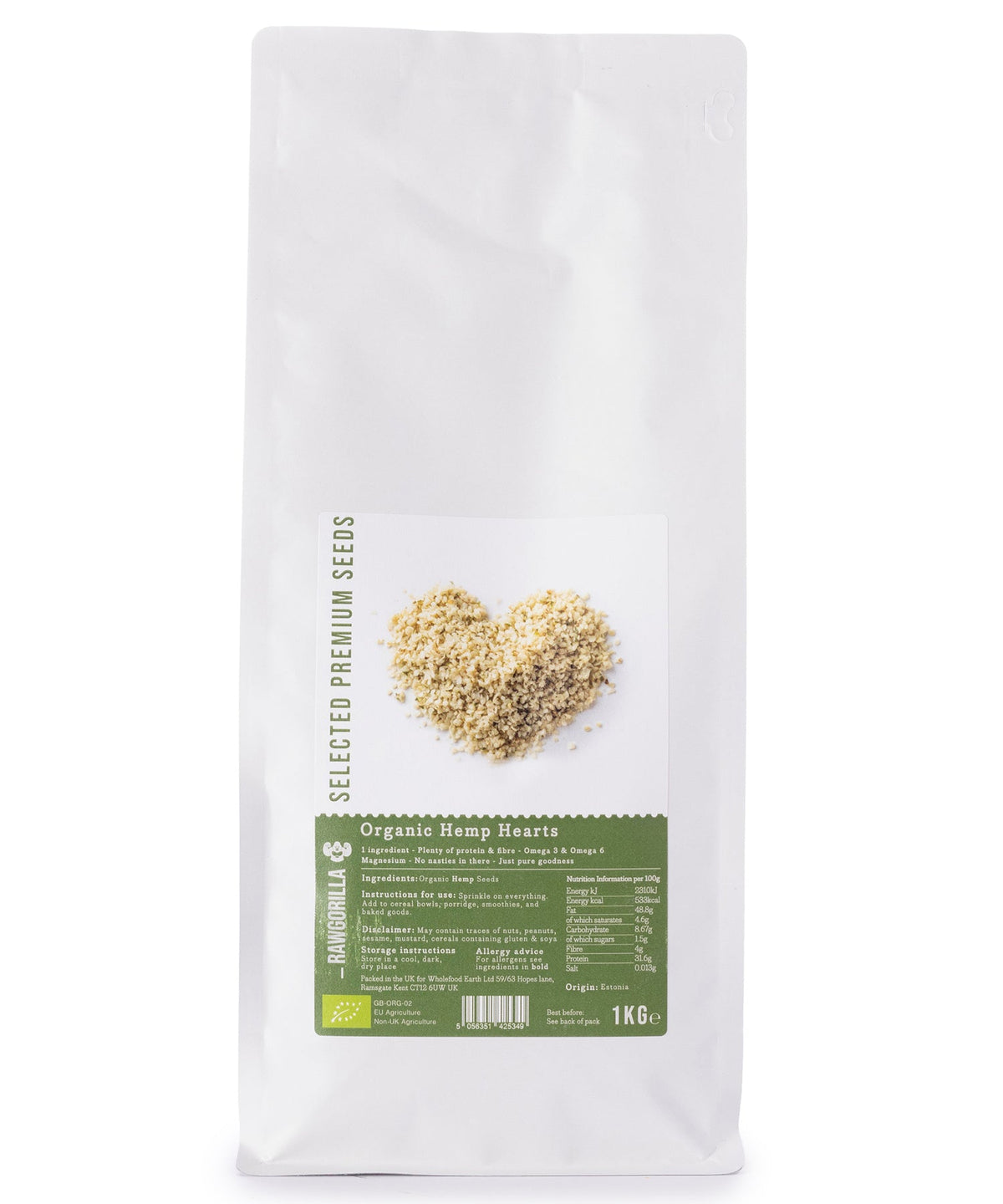 Organic Hemp Hearts - RAWGORILLA - 1kg