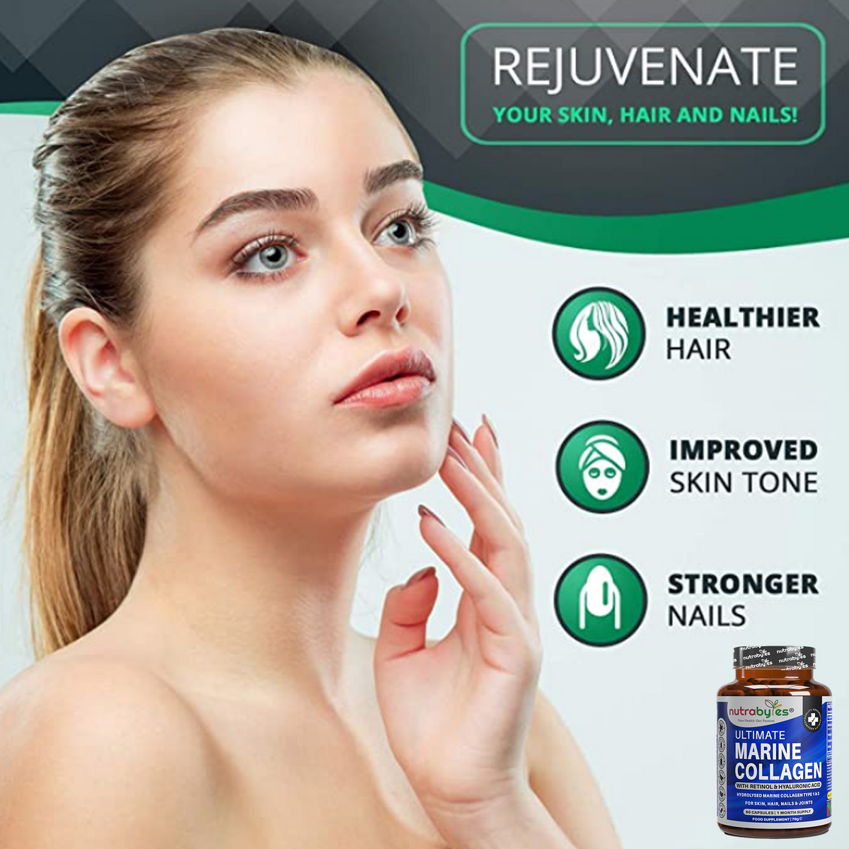 Marine Collagen Capsules with Vitamin C and Hyaluronic Acid (30 Days)
