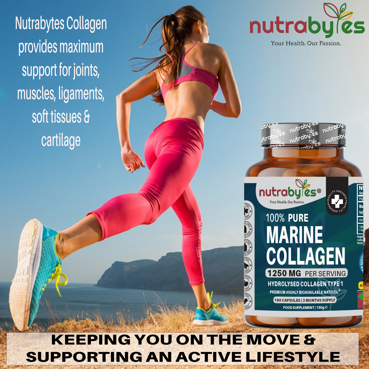 Pure Marine Collagen 1250mg, 180 Capsules