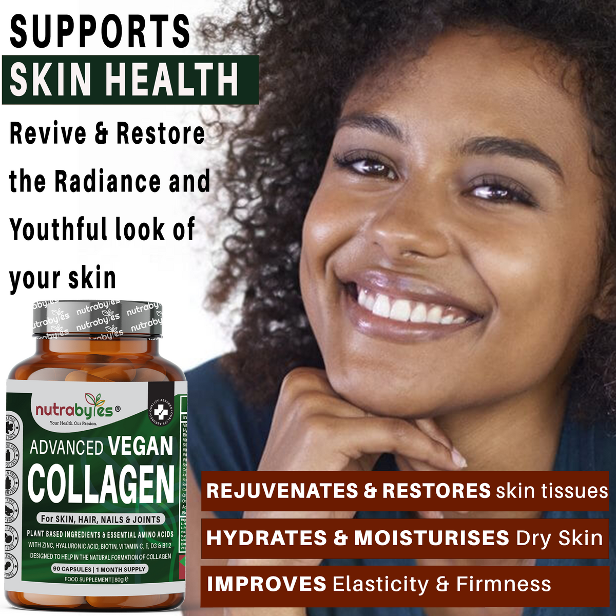 Advanced Vegan Collagen with Hyaluronic Acid, Biotin, Vitamin C & Amino Acids