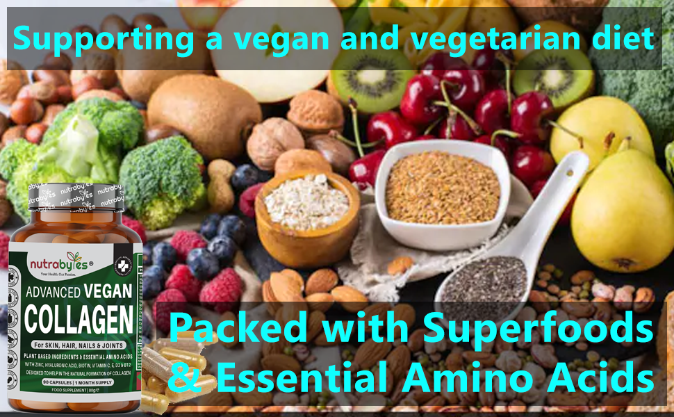Advanced Vegan Collagen with Hyaluronic Acid, Biotin, Vitamin C & Amino Acids