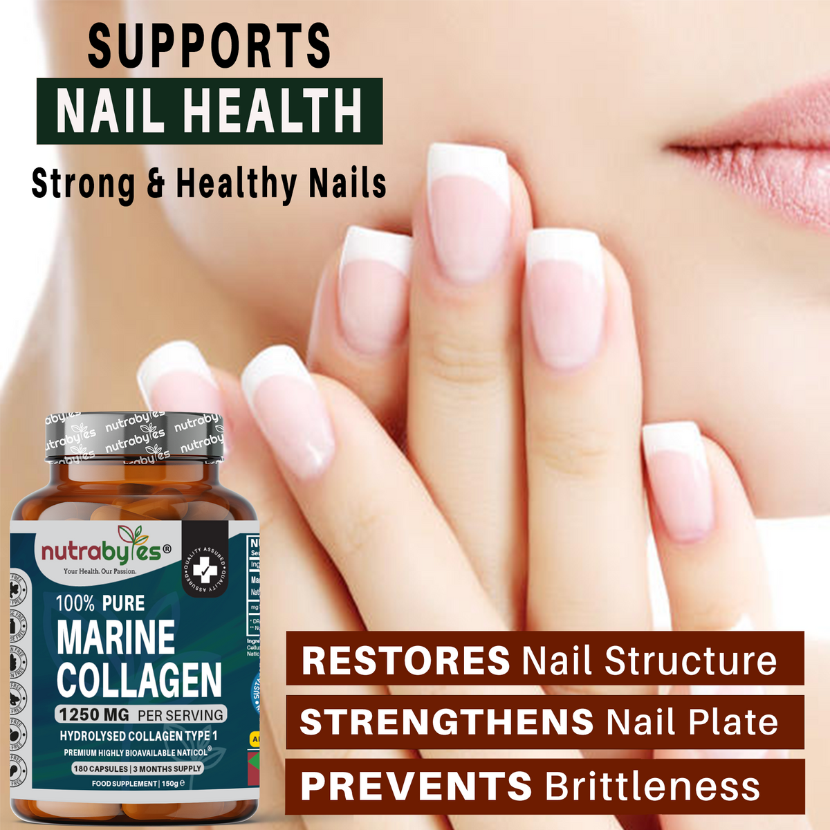Pure Marine Collagen 1250mg, 180 Capsules
