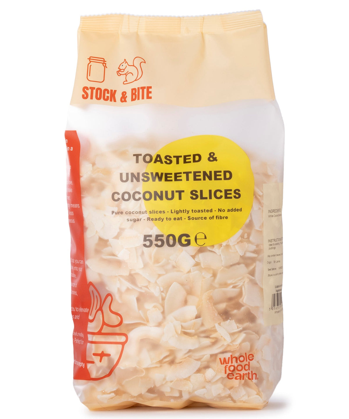 Toasted & Unsweetened Coconut Slices - Stock & Bite - 550g