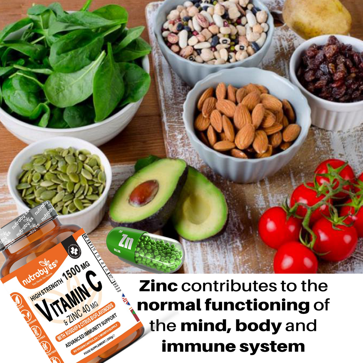 Vitamin C & Zinc, 60 Vegan Capsules
