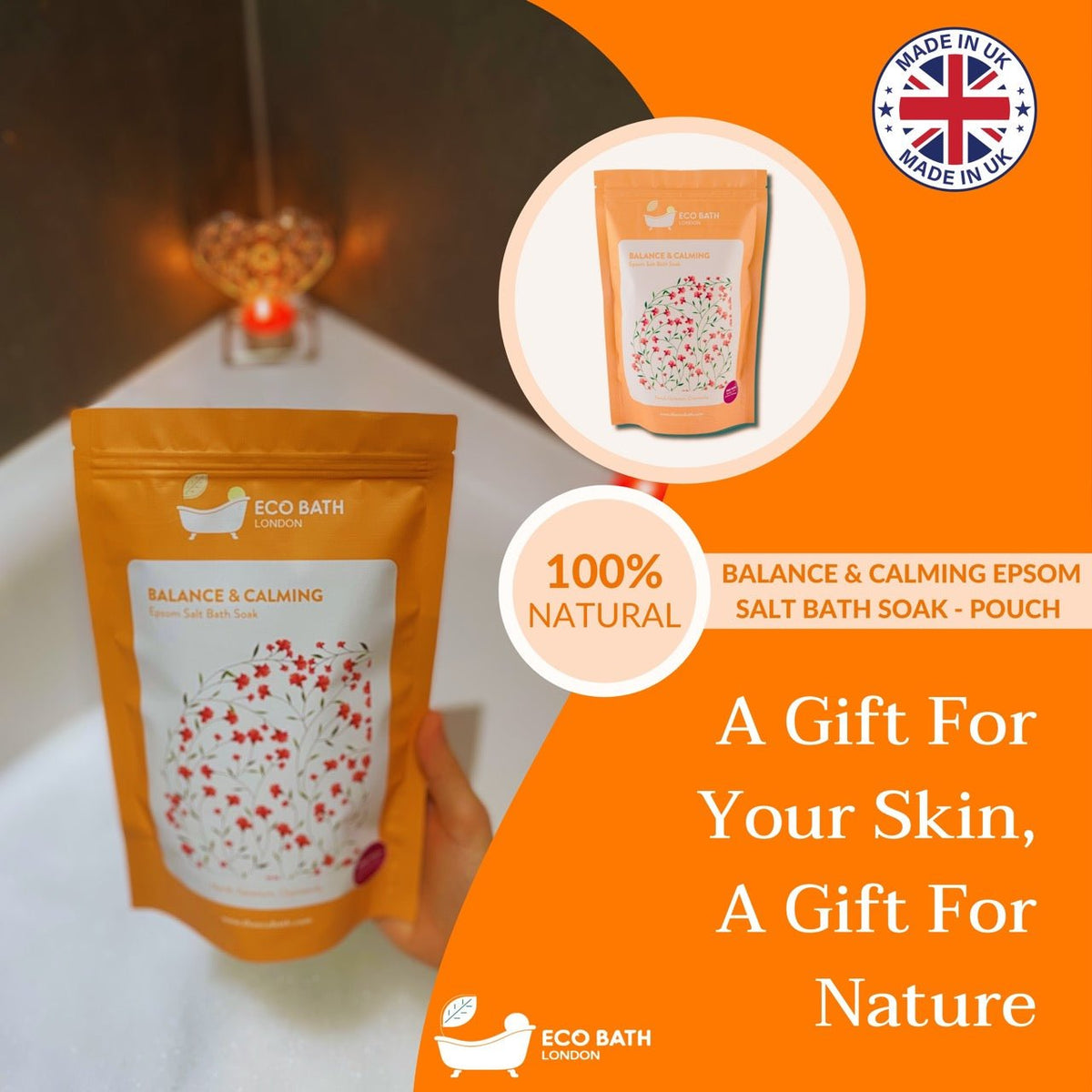 Eco Bath London Balance and Calming Epsom Salt Bath Soak - Pouch, 500g or 1kg