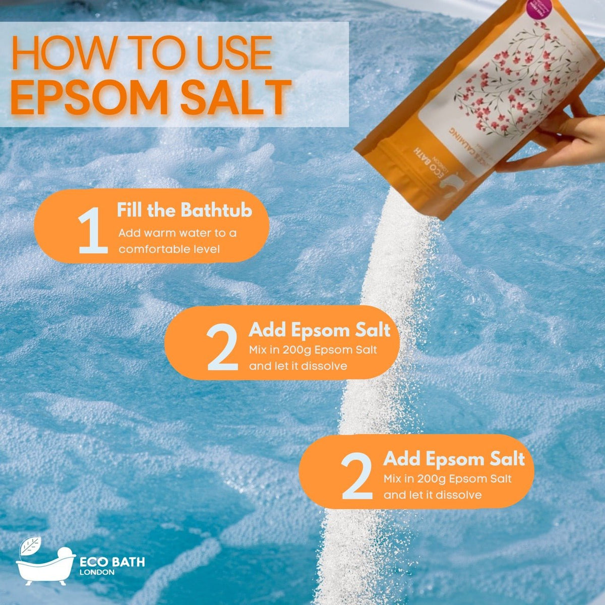 Eco Bath London Balance and Calming Epsom Salt Bath Soak - Pouch, 500g or 1kg