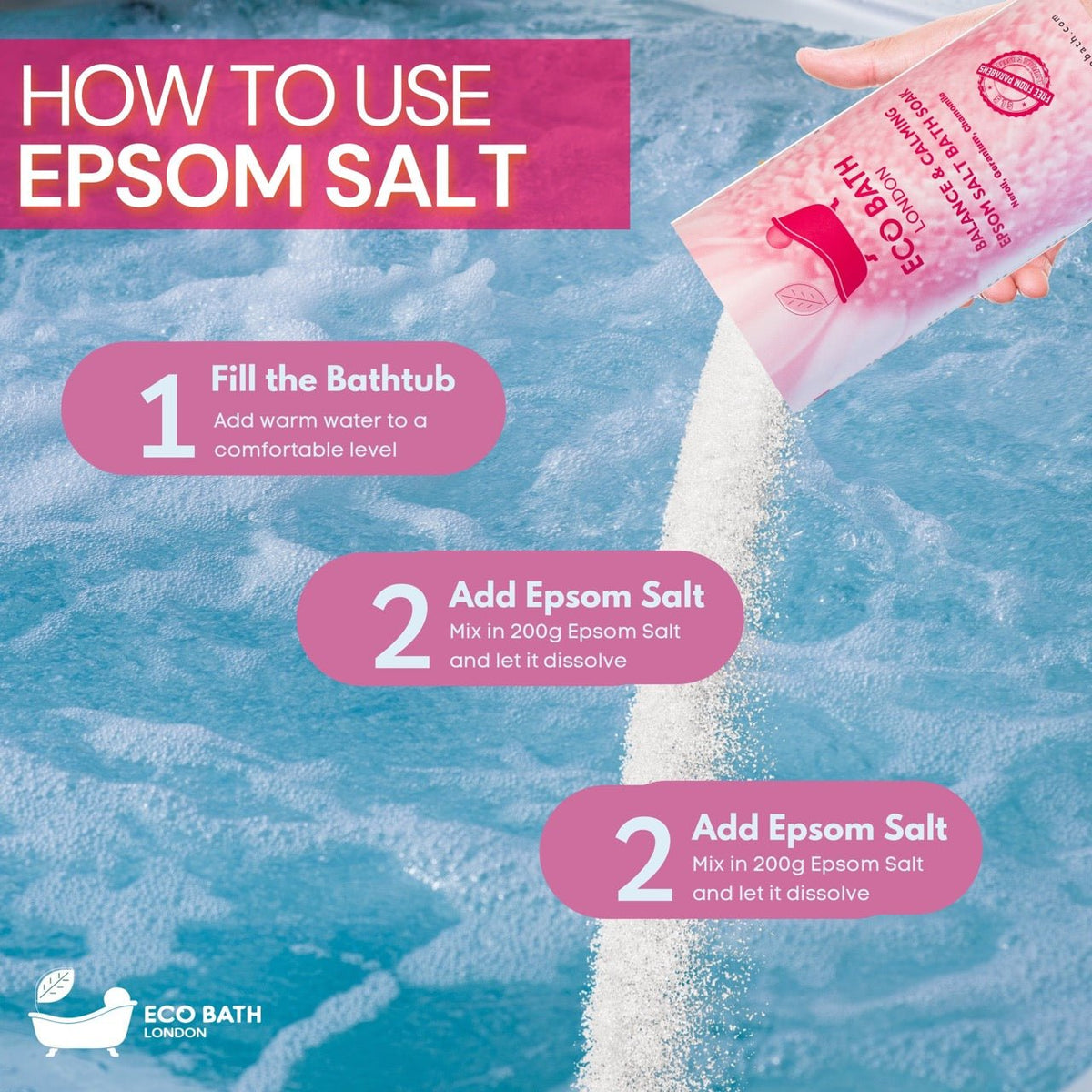 Eco Bath London Balance and Calming Epsom Salt Bath Soak - Tube, 250g or 1kg