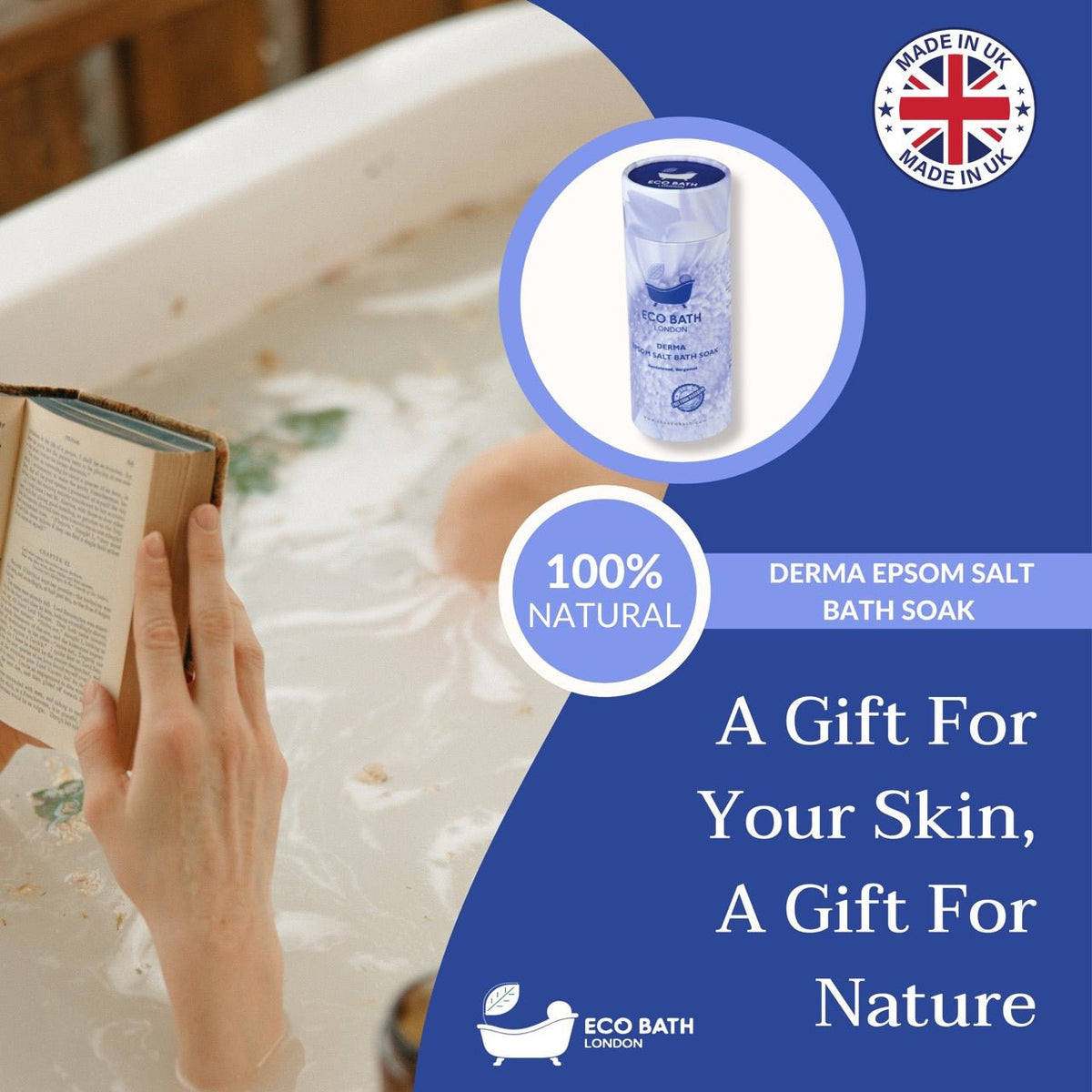 Eco Bath London Derma Epsom Salt Bath Soak - Tube, 250g or 1kg