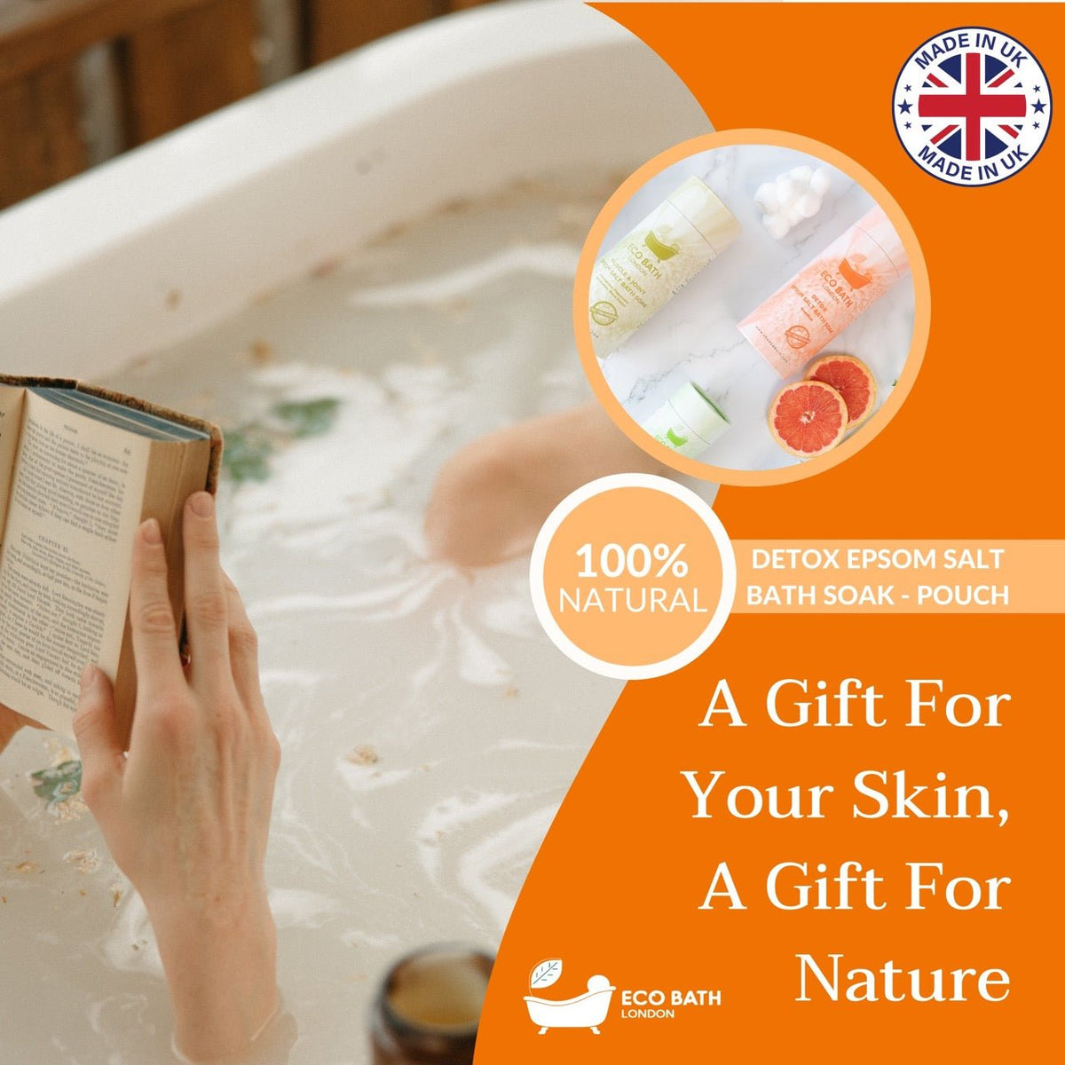 Eco Bath London Detox Epsom Salt Bath Soak - Tube, 250g or 1kg