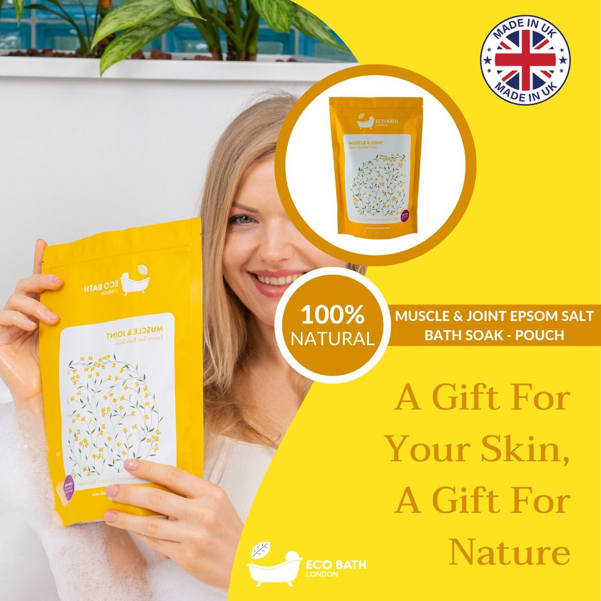 Muscle and Joint Epsom Salt Bath Soak - Pouch, 500g or 1kg