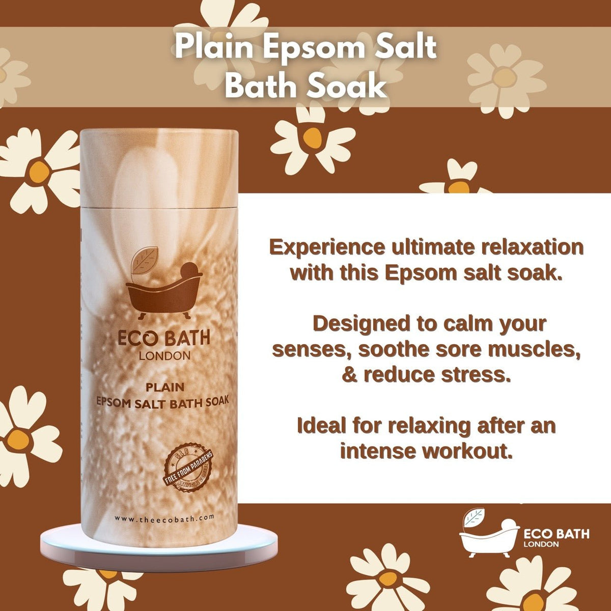 Eco Bath London Plain Epsom Salt Bath Soak - Tube, 250g or 1kg