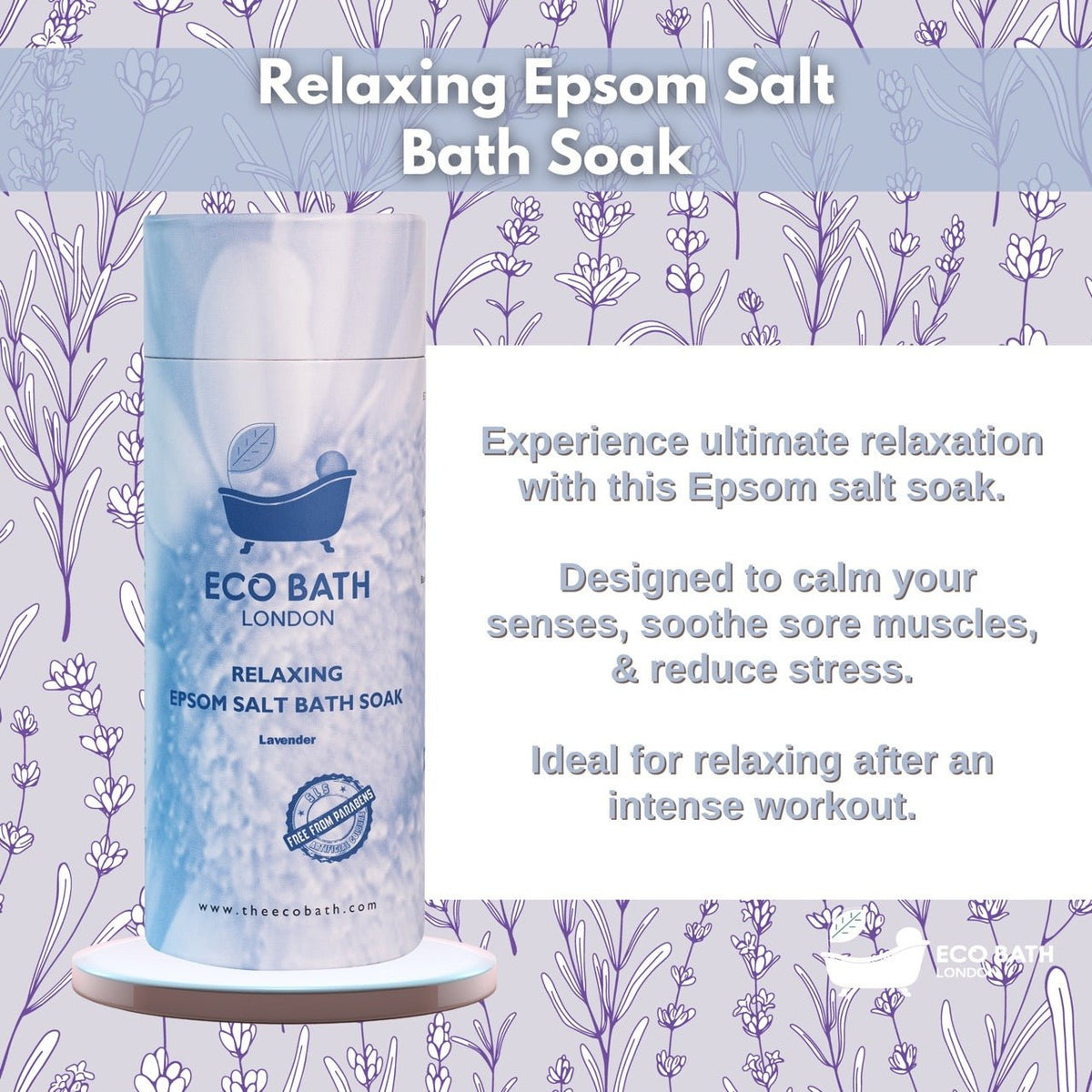 Eco Bath London Relaxing Epsom Salt Bath Soak - Tube, 250g or 1kg