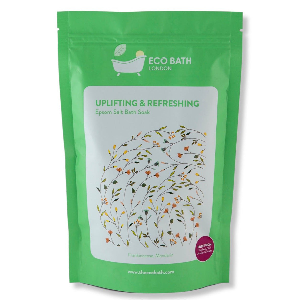 Eco Bath London Uplifting and Refreshing Epsom Salt Bath Soak - Pouch, 500g or 1kg