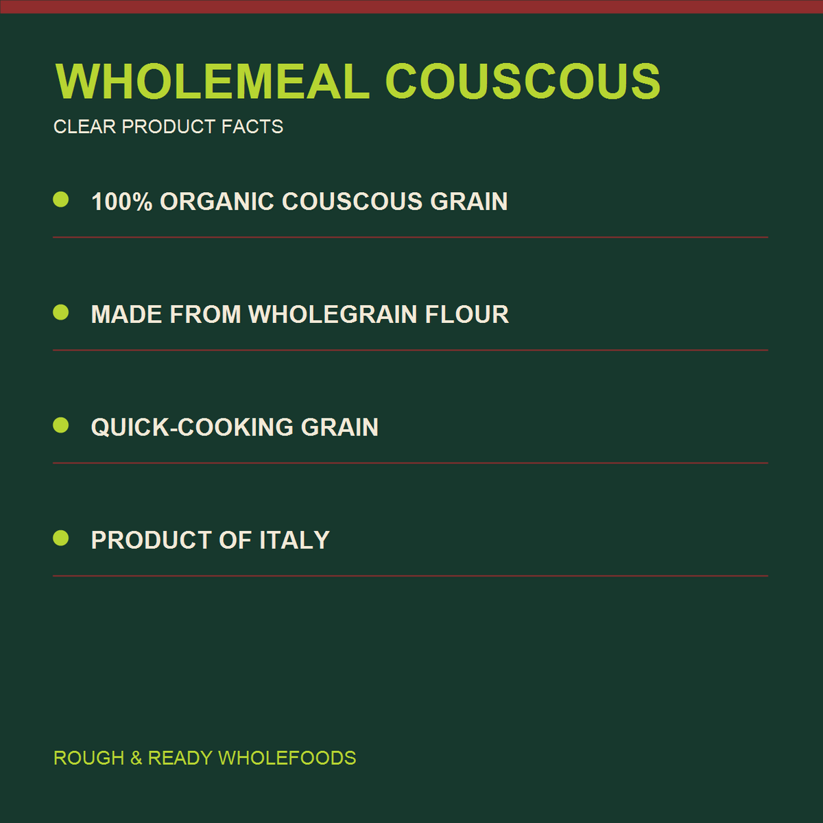 Infinity Foods Bulk Organic Wholemeal Cous Cous
