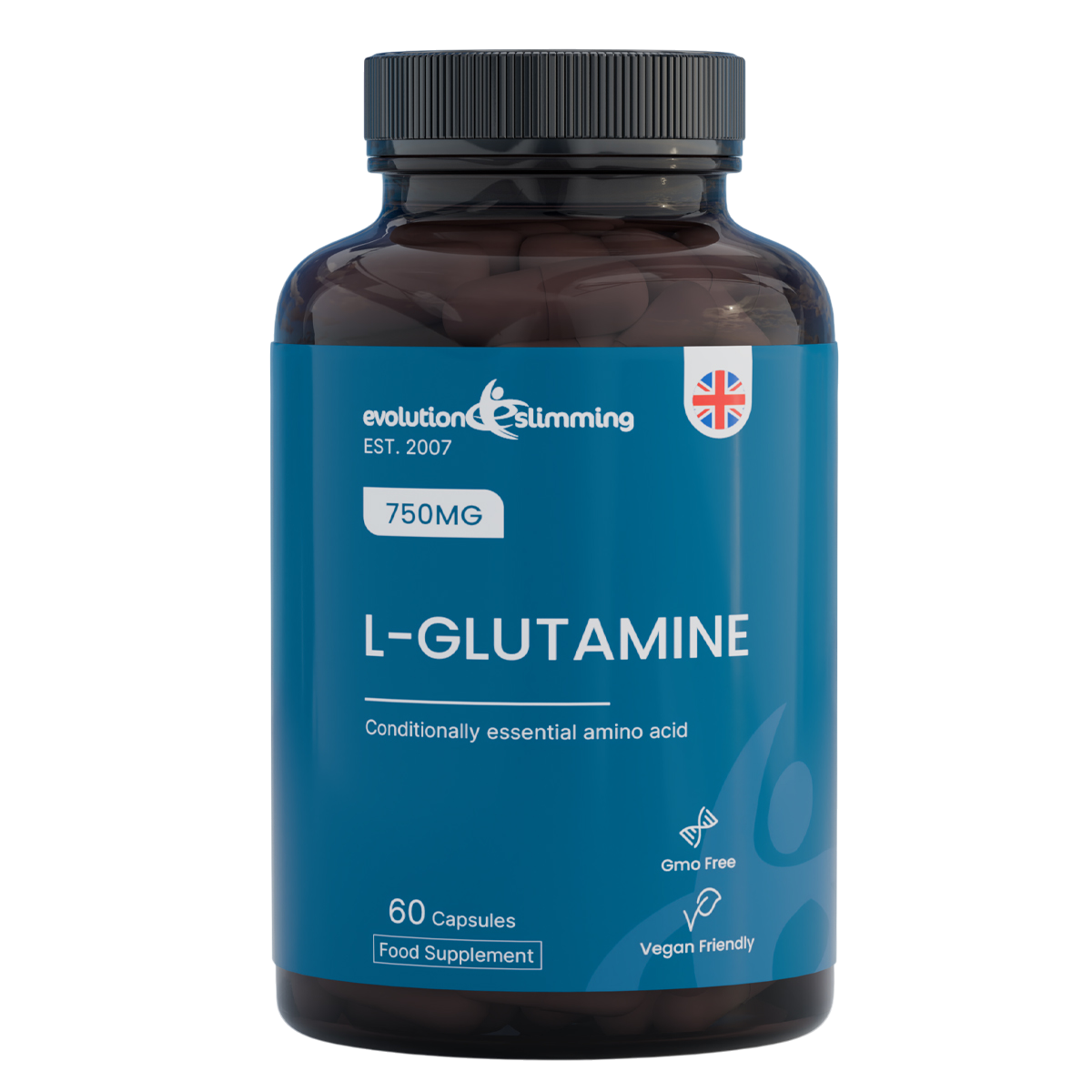 L-Glutamine 750mg - Pure Amino Acid Supplement for Muscle Recovery & Gut Health