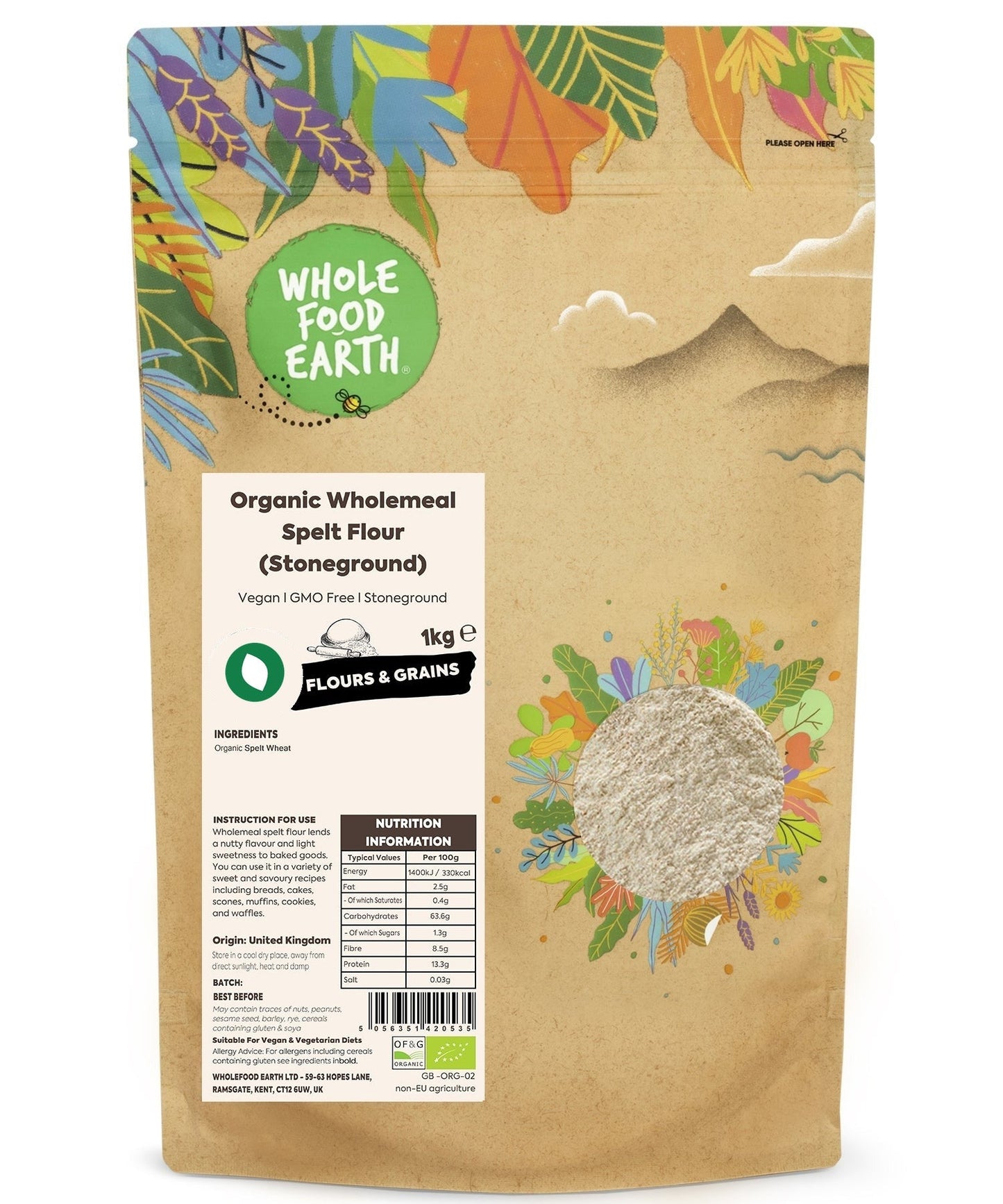 Organic Wholemeal Spelt Flour (Stoneground)