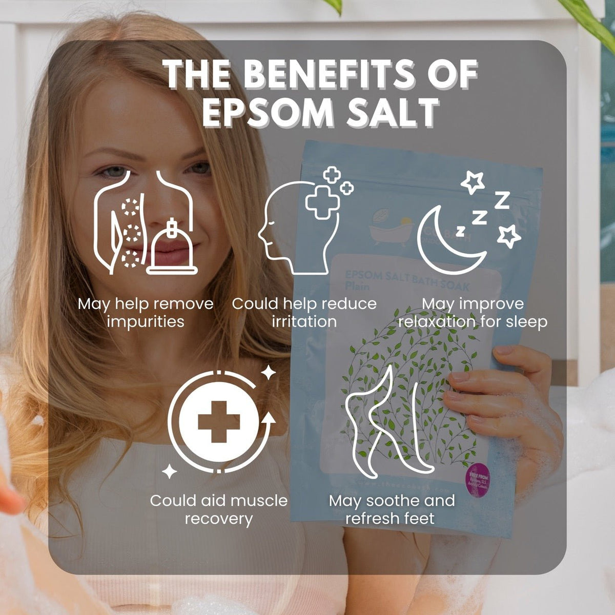 Eco Bath London Plain Epsom Salt Bath Soak - Pouch, 500g or 1kg
