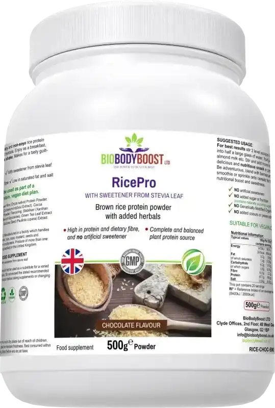 RicePro Chocolate Rice Protein Powder | Dairy-Free Vegan Protein UK