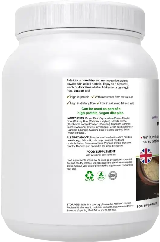 RicePro Chocolate Rice Protein Powder | Dairy-Free Vegan Protein UK