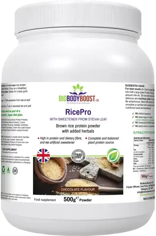 RicePro Chocolate Rice Protein Powder | Dairy-Free Vegan Protein UK