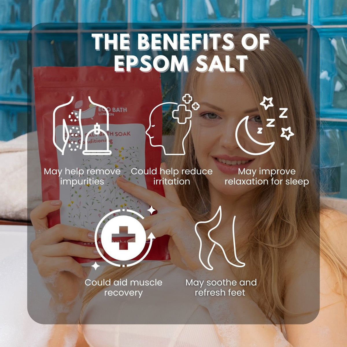 Eco Bath London Skin Conditioning Epsom Salt Bath Soak - Pouch, 500g or 1kg
