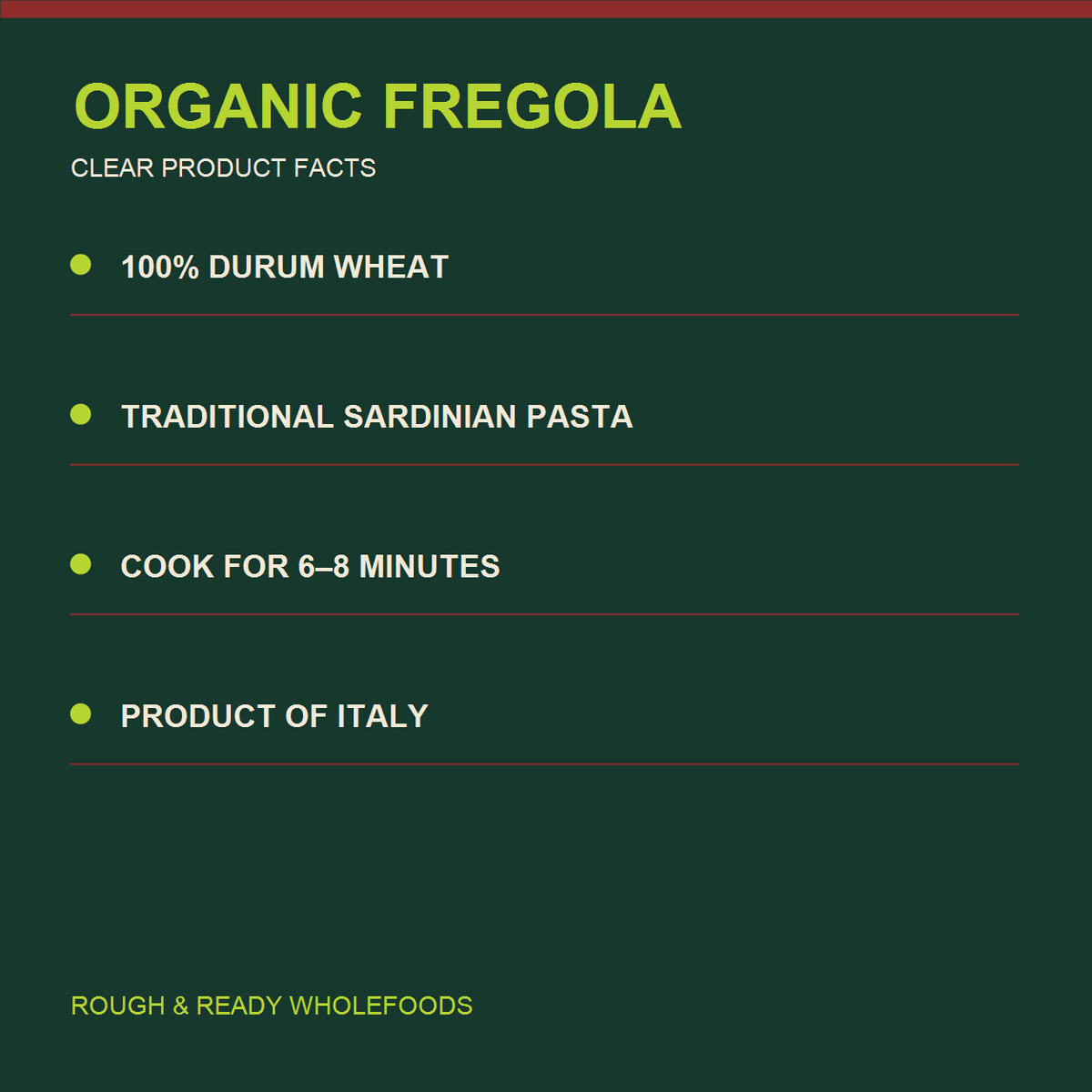 Organic Fregola (Giant Cous Cous)