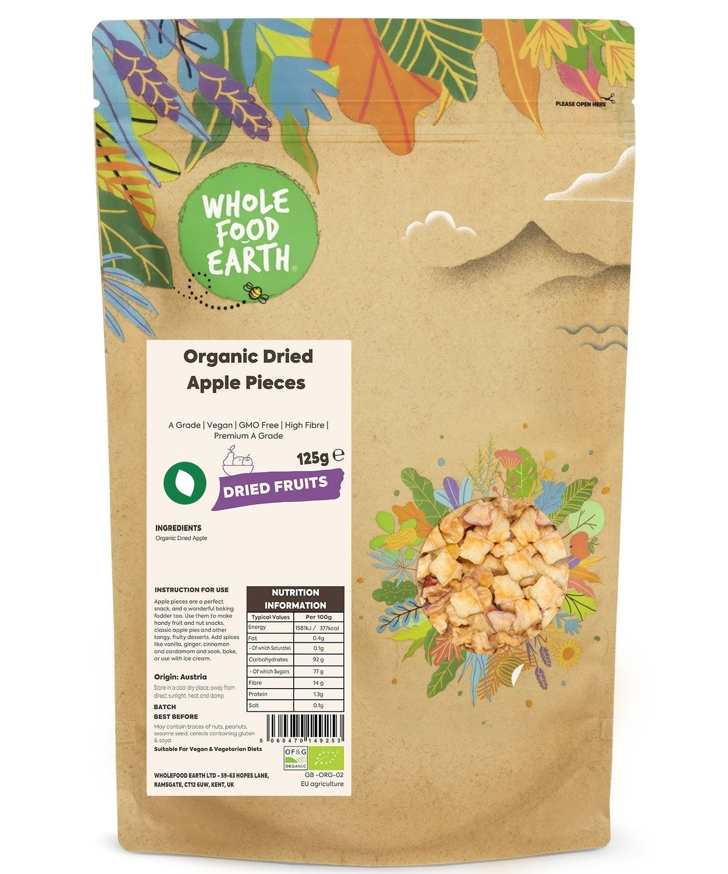 Organic Dried Apple Pieces (A Grade)
